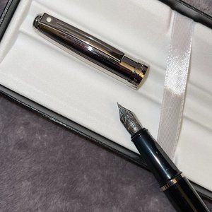 FREE SHIPPING- Sheaffer Prelude Tuxedo Black Lacquer and Palladium Fountain Pen